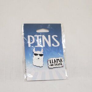 Llama No Drama Sunglasses Lapel Pins 1" Kalan 2020 New Animal White Black
